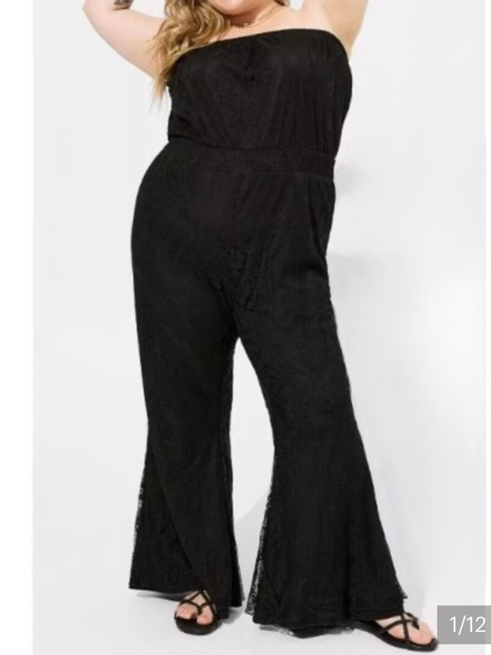 Torrid Size 6 Festi Black Lace Jumpsuit Strapless